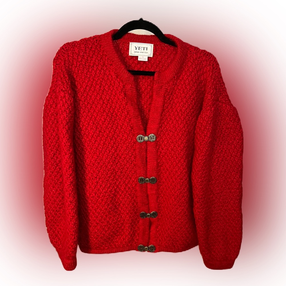 Yeti hand knitted wool cardigan M